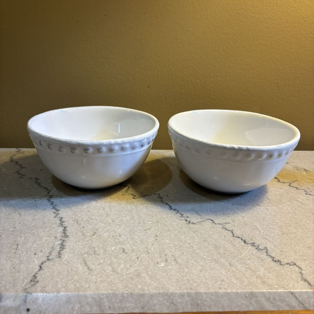Threshold Barbury White‎ Beaded Soup Cereal Bowls, 5 3/4" Set Of 2